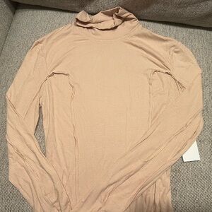 Urban Outfitters Tan Ribbed Long Sleeve Turtleneck Bodysuit